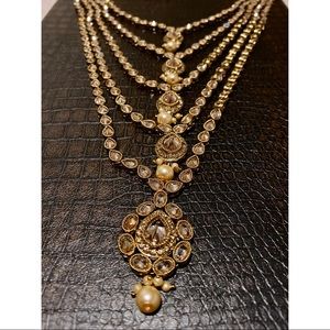 Indian Jewelry - Bronze Gold Stone Necklace